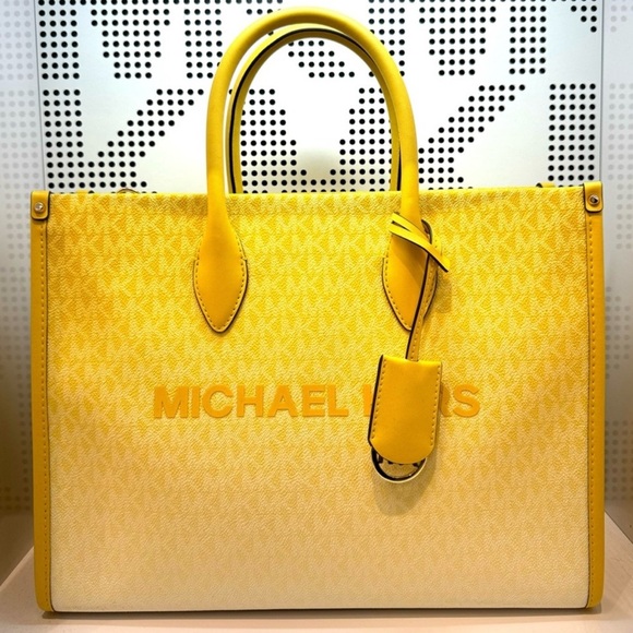 Michael Kors Mirella Medium Ombré Logo Tote Bag Daisy Yellow - Picture 1 of 7